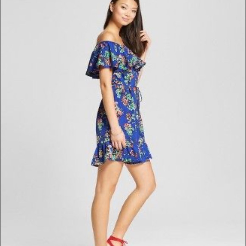 Blue Off the Shoulder Dress